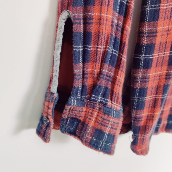 Lee Cooper Men's Plaid Button Down Two Sided Shirt in Orange Black Size Large - Picture 3 of 10